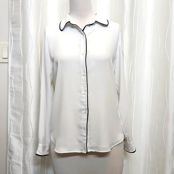 DKNY White Button Long Sleeve Top - Picture 4 of 8